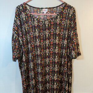 LuLaRoe Women's M Black Floral  Print Pullover Tunic Short Sleeve